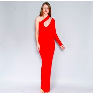 AQ/AQ Red Shay One-Sleeve Jersey Maxi Gown NWT SZ 0 never worn